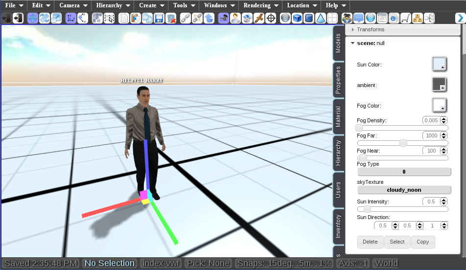 Scene lighting settings